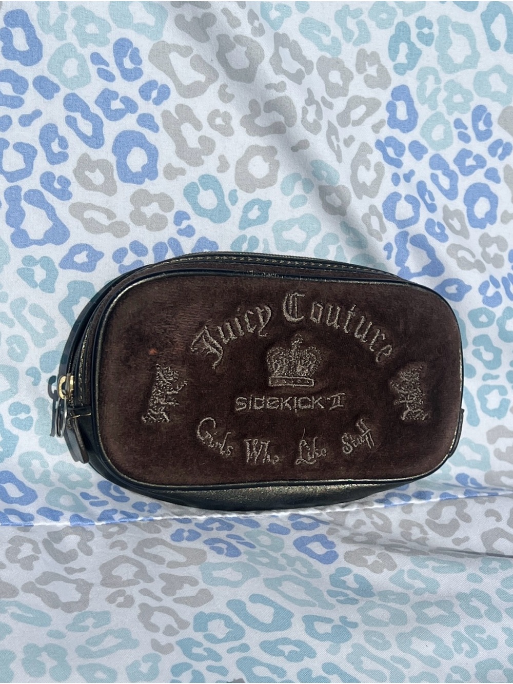 Vintage Brown Juicy Couture Pouch Wallet Velour Sidekick 2 Bag Sunglasses Holder